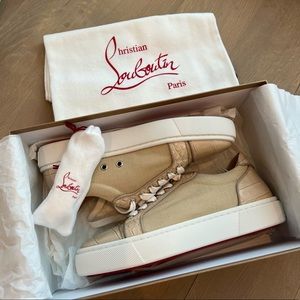 Christian Louboutin Vieirissima Orlato Flat Calf Sneaker Nougat/Nude Size 39